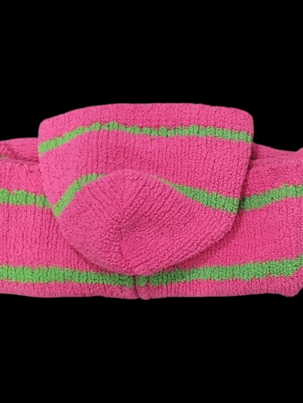 Angel Dear Girl's Chenille Pink and Green Striped Hooded Jacket